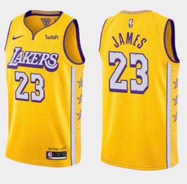 Men's Los Angeles Lakers #23 LeBron James Gold Stitched Jersey